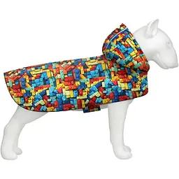 Дощовик-накидка з капюшоном для собак WAUDOG Clothes, малюнок "Блоки",L, А 48-52 см, B 60-70 см, С 42-52 см