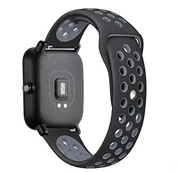 Ремінець BeWatch sport-style 20 мм для смарт-годин Xiaomi amazfit BIP Чорно-Сірий (1010114) - мініатюра 2