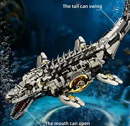 Конструктор динозавр MJI механічний МОЗАЗАВР  Mosasaurus Sea Dragon Technical Model  1413 деталей - мініатюра 3