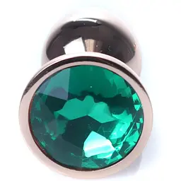 Анальна пробка Boss Of Toys Boss Series - Jewellery Red Gold Plug Green S, BS6400115, Золотий / Зелений - мініатюра 2
