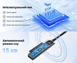 Кабель-адаптер для накопичувачів UGREEN CM321 0,5 м USB-C 3.1 Gen 1 до SATA 3.0 7+15 pin лише для HDD та SSD 2,5″ передавання до 5 Гбіт/с без додаткового живлення з UASP з TRIM з діагностикою S.M.A.R.T. з автоматичним режимом сну для Windows macOS Linux та Chrome OS без встановлення драйверів чорний (70610) - мініатюра 6