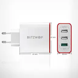 Зарядний пристрій блок Blitzwolf BW-PL2 3-port USB Charger - мініатюра 2