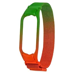 Ремінець Міланська петля райдужна для Xiaomi Mi Band 3/4, 32 зелено-оранжевий