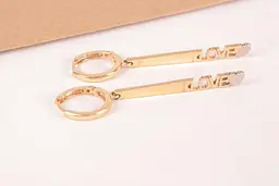Сережки із жовтого золота LOVE S-0004