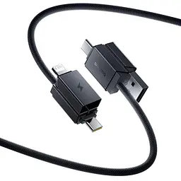 Дата кабель Baseus Versatile Two-for-Two USB/Type-C to Type-C/Lightning 60W (0.6m) (P10383000) Cosmic Black - мініатюра 2
