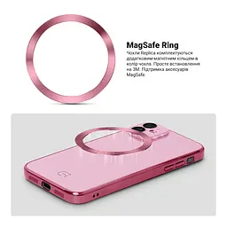 Чехол-накладка для Apple iPhone 11, Replica MagSafe, розовый, противоударный защитный чехол с магнитным кольцом MagSafe, защита всего корпуса, TPU+PC, зеркальный, выступающий бортик вокруг экрана, ArmorStandart (ARM76171) - мініатюра 4