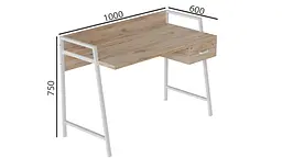 Письмовий стіл Ferrum-decor 750x1000x600 Білий метал ДСП Дуб Сан-Марино 32 мм (FRD-103437) - мініатюра 4
