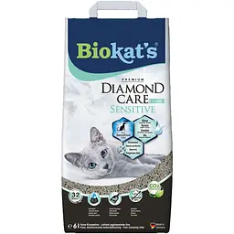 Наповнювач для котячого туалету Biokats Dimond Care Sensitive Classic бентонітовий 6 л