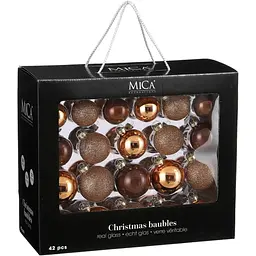 Комплект ялинкових куль Mica Decorations скляні 7/6/5 см шоколад 42 шт. (1180830)
