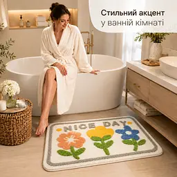Стильний та практичний килимок для ванної кімнати 80×120 см зі кашеміру — м’який, антиковзкий, вологопоглинаючий KT9000054 - мініатюра 7