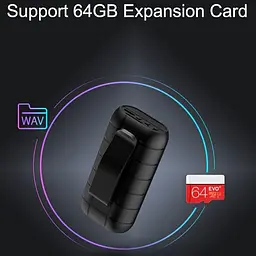 Міні диктофон з великим часом роботи Nectronix A50+, з пам'яттю 64 Гб, кліпса, магніт (100836-64) - мініатюра 4