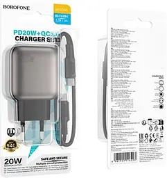 Зарядний пристрій BOROFONE BAS54A Absolute PD20W+QC3.0 charger set C to C black - мініатюра 5