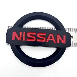 Емблема решітки задня для Nissan матова Чорна 88х75 мм Пластик на скотчі (Завод) - мініатюра 4
