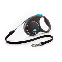 Рулетка Flexi Black Design для собак трос розмір M 5 м синя