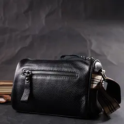 Сумка для жінок з акцентом посередині із натуральної шкіри Vintage 22362 чорна - мініатюра 10