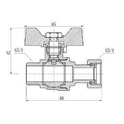 Кран кульовий SD Forte SF261W20 прямий із накидною гайкою 3/4" - мініатюра 2