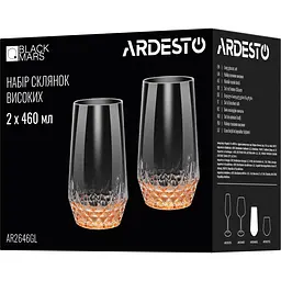 Набір склянок високих Ardesto Black Mars Favola 460 мл прозоро-золотисті 2 шт. (AR2646GL) - мініатюра 3