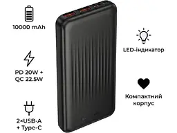 Зовнішній акумулятор (Power Bank) Borofone BJ80 Clever 10000mAh Black - мініатюра 3