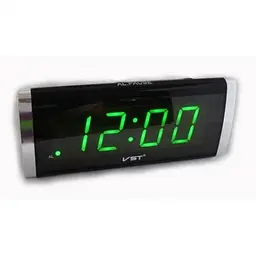 Настільний годинник VST 730 електронний, з LED підсвічуванням, дротовий, чорний, прямокутний