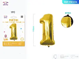 Балон золотий 110 см цифра 1 товста серія - мініатюра 2
