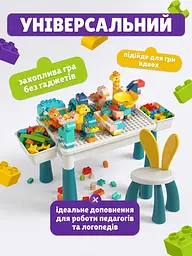 Дитячий багатофункціональний ігровий стіл-трансформер зі стільчиком та конструктором, білий (26276245) - мініатюра 3