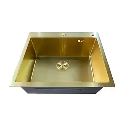 Кухонна мийка з нержавіючої сталі Mixxus MH6050 Micro Decor Brushed Gold MI8222, Золотий - мініатюра 4