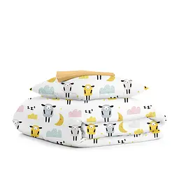 Дитяча постільна білизна в ліжечко SHEEPS CS4, жовтий (SheepYellowGreyBeige_Honey110x160_140)