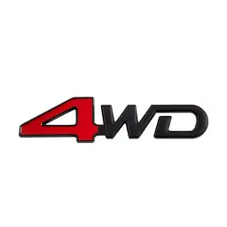 Емблема напис 4WD чорна+червоний 127×32мм метал (на скотчі)