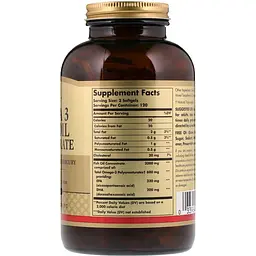 Концентрат риб'ячого жиру Solgar Omega-3 Fish Oil Concentrate 240 желатинових капсул - мініатюра 2