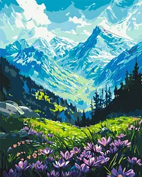Картина за номерами Пейзаж. У підніжжя гір ℗ 40*50 см Орігамі LW 3436