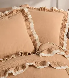 Комплект постільної білизни євро 200х220 см Sikel light brown варена бавовна муслін TC303376367 - мініатюра 2