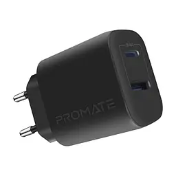 Зарядное устройство для Promate 17W USB-C + USB-A (biplug-2.black)