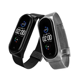 Ремінець для фітнес-браслета MiJobs для Xiaomi Mi Band 8 і 9 Mesh design металевий із застібкою чорний - мініатюра 4