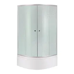 Душова кабіна Latwa SC90x90.SAT.HIGH.FR полукругла, скло Frost 4 мм + Душовий піддон Kapielka ST90x90x41, з панеллю Lidz, Універсальна, матовий