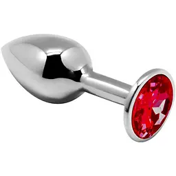 Металева анальна пробка Alive Mini Metal Butt Plug з кристалом Red S