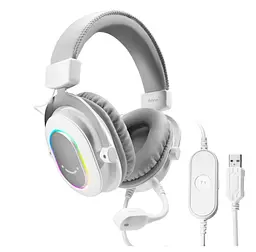 Ігрові навушники з мікрофоном Fifine H-6W RGB USB 7.1 White - мініатюра 2
