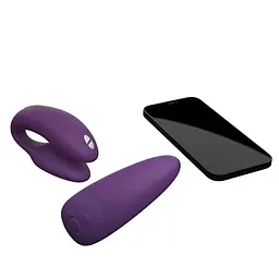 Смарт-вібратор для пар We-Vibe Chorus Purple, сенсорне керування вібраціями стисненням пульта - мініатюра 4