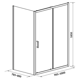 Душова кабіна Cersanit Basic 100x80 см прямокутна розсувна прозоре скло без піддону хром S158-006, Хром, прозорий, хром - мініатюра 2