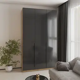 Шафа 3-дверна з антресоллю MebelStar Оскар Gloss BL-B, блок шухляд+полиці 150x52x260 см Дуб тахо/Чорний (MBS-5493)