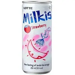 Напій молочний газований Lotte Milkis Strawberry Полуниця 250 мл