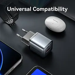 Зарядний пристрій Vention 1xUSB-C PD30W + 1xUSB QC3.0 18W GaN gray (FEWH0-EU) - мініатюра 9