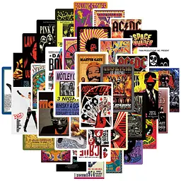 Стікерпак музика міні-постери Набір наклейок GeekLand music mini posters 50 штук