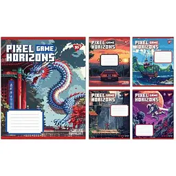 Зошит шкільний A5, 12 арк, коса лінія, Yes Pixel Game (767776)