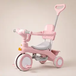 Рожевий Триколісний велосипед Baby Carriage 588 / Велосипед з з батьківською ручкою та кошиком / Велосипед-коляска
