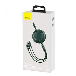 Кабель Baseus Bright Mirror 3-in-1 Cable USB to MicroUSB+Lightning+Type-C 3.5A 1.2m CAMLT-MJ06 Green - мініатюра 5