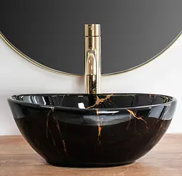 Умивальник Rea Sofia 27x35 mini black marble shine (REA-U6963), Глянцева - мініатюра 5
