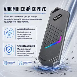 Зовнішня кишеня для SSD M.2 NVMe кишеня M.2 USB-C корпус для SSD M.2 USB 3.2 Gen2 10Gbps перехідник M.2 NVMe на USB - мініатюра 6