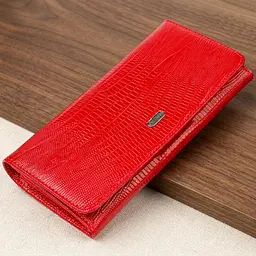 Лакований гаманець для жінок із натуральної фактурної шкіри Canpellini 21609 червоний