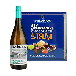 Набір: Вино Tainui Marlborough Sauvignon Blanc біле сухе 0.75 л + Цукерки шоколадні Millennium Mousse асорті 180 г