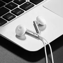 Дротові навушники Hoco M22 Spirited Rhyme with mic, 3.5mm, 1.2m, silver - мініатюра 2